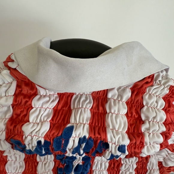 Conner Ives The Swan The Reconstituted Shirred Long Sleeve Football Top - Picture 4 of 5